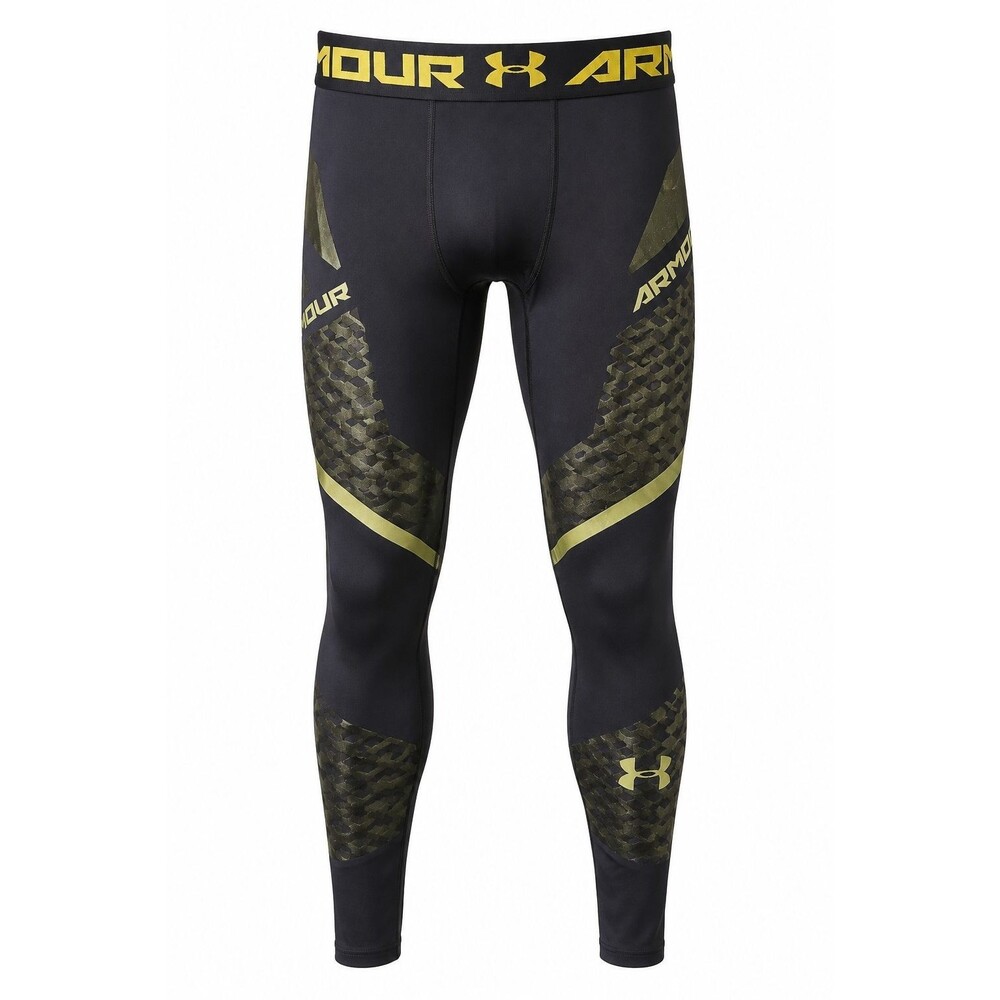 Under Armour Compression Leggings – Men's XL – Black/Gold Gym & Training